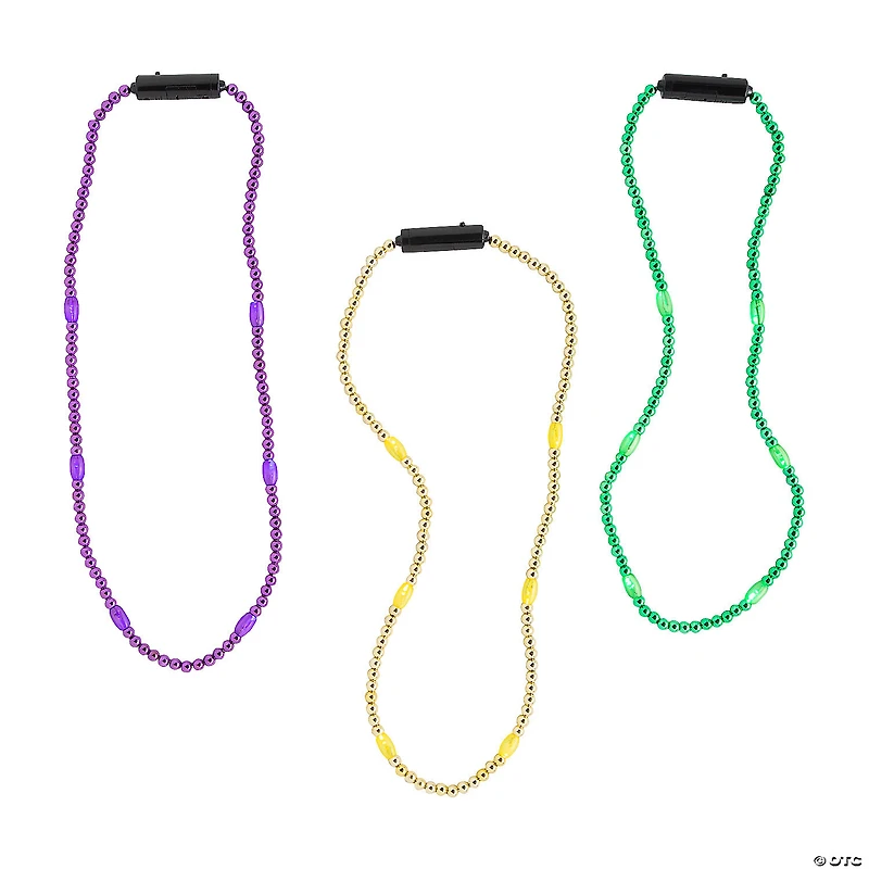 Light-Up Mardi Gras Beaded Necklaces - 6 Pc.