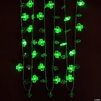 Light-Up St. Patrick's Day Multi-Shamrock Necklaces