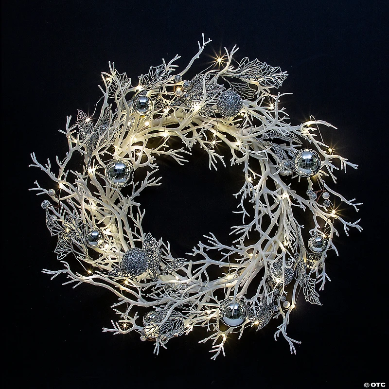 Light-Up White Winter Wreath Christmas Decoration