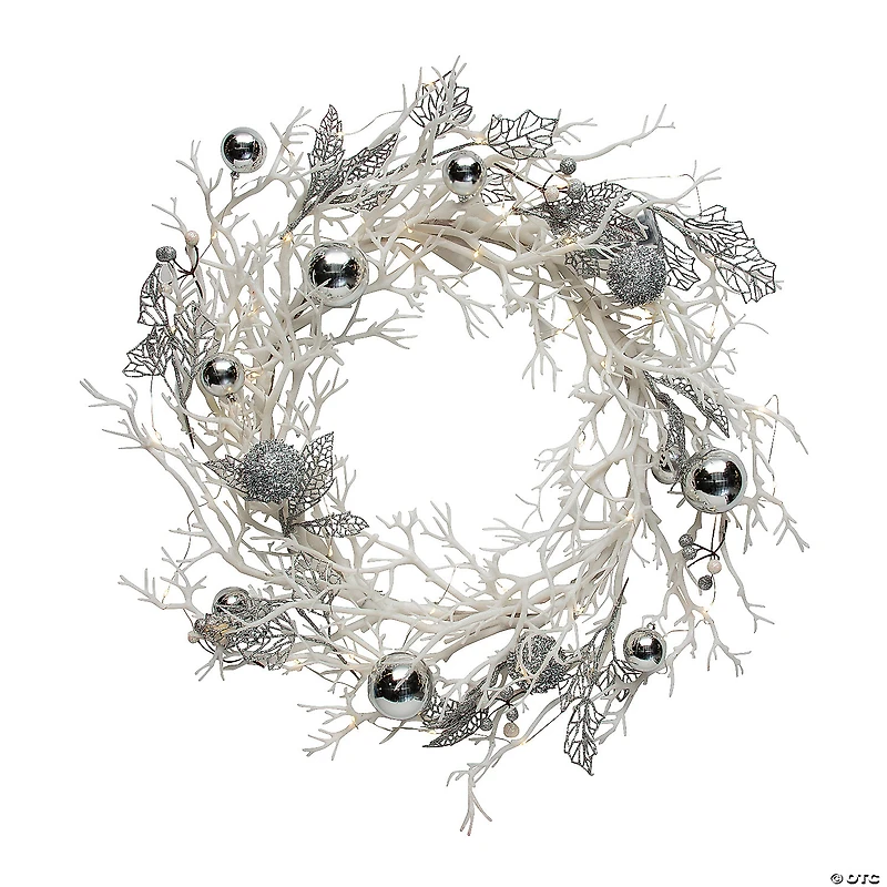 Light-Up White Winter Wreath Christmas Decoration