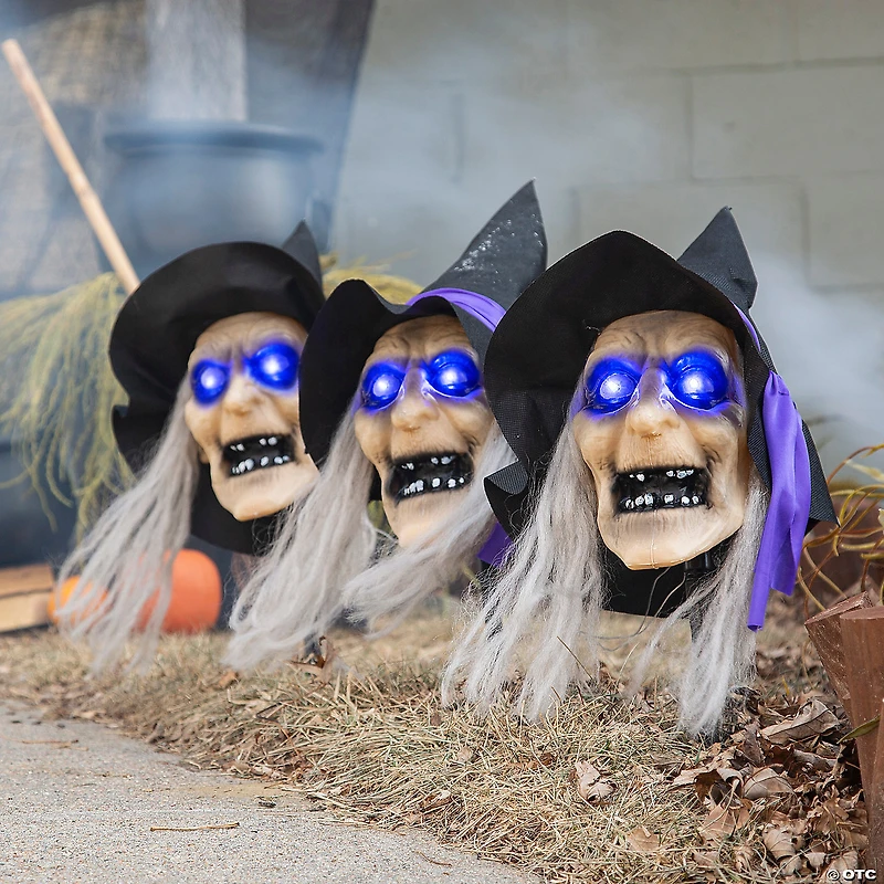 Light-Up Witch Head Yard Stake Halloween Decorations