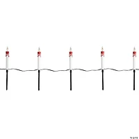 Lighted Flickering Candle Halloween Pathway Marker Lights - 4' Black Wire - 5ct
