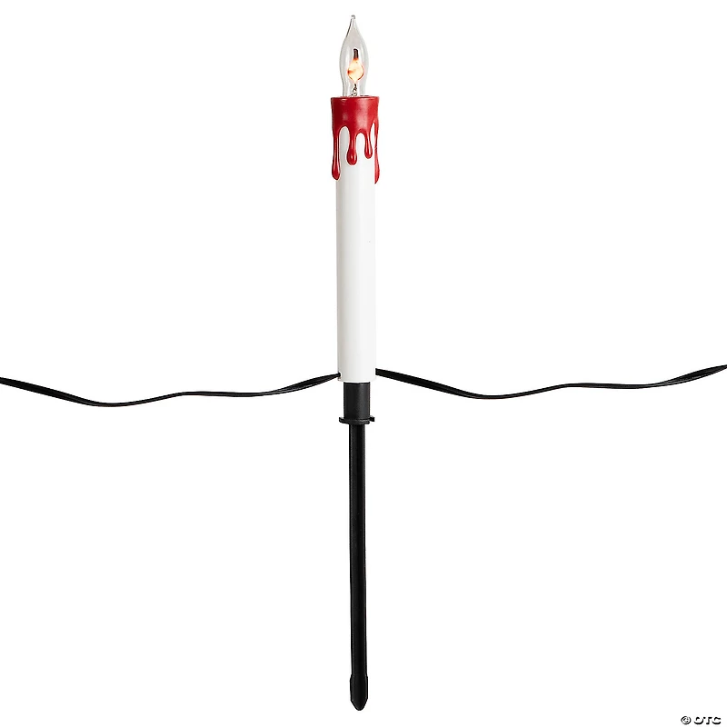 Lighted Flickering Candle Halloween Pathway Marker Lights - 4' Black Wire - 5ct