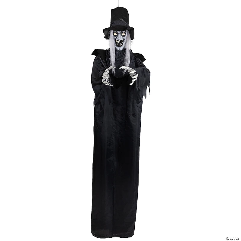 Lighted Vampire in Robe and Top Hat with Sound Hanging Halloween Decoration - 6'