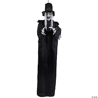 Lighted Vampire in Robe and Top Hat with Sound Hanging Halloween Decoration - 6'