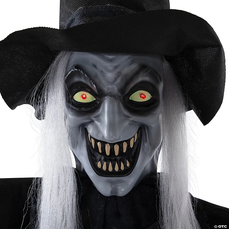 Lighted Vampire in Robe and Top Hat with Sound Hanging Halloween Decoration - 6'