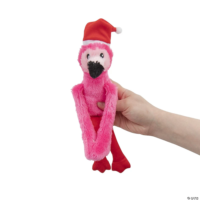 Long Arm Santa Hat Stuffed Flamingos - 12 Pc.
