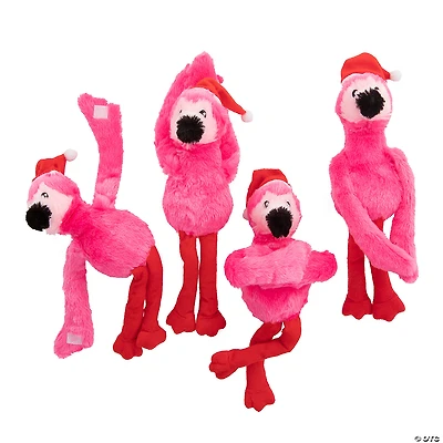 Long Arm Santa Hat Stuffed Flamingos - 12 Pc.