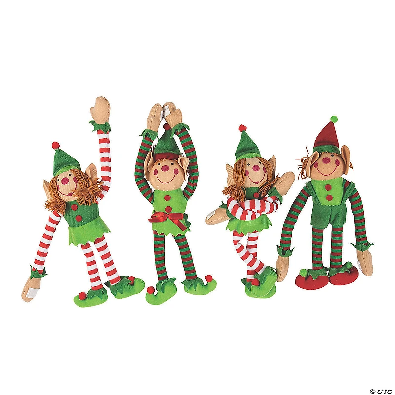 Long Arm Stuffed Elves - 12 Pc.