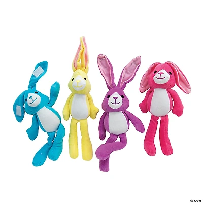 Long-Eared Colorful Stuffed Bunnies - 12 Pc.