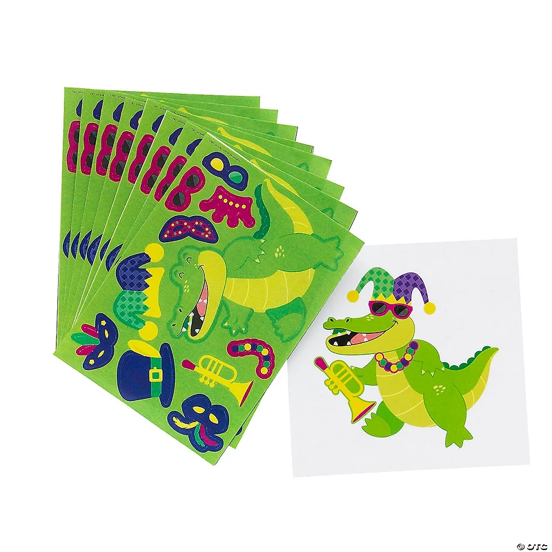Make-a-Mardi-Gras-Alligator Sticker Sheets - 12 Pc.