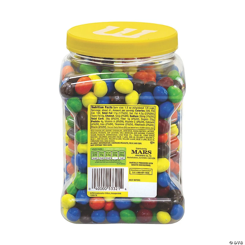 M&M's Milk Chocolate Peanut Candies Jar, 62 oz