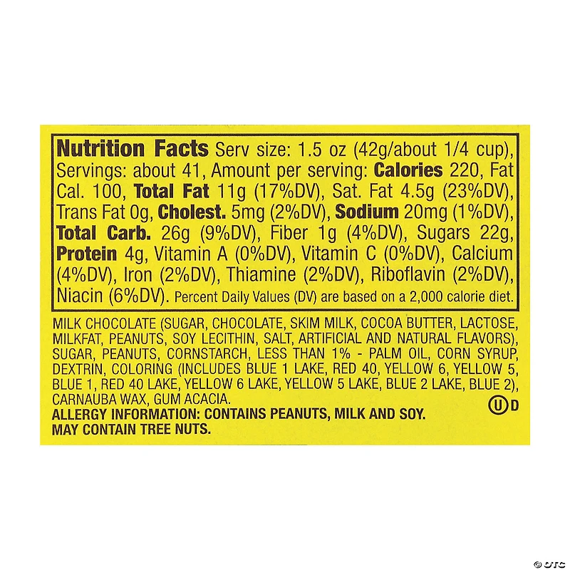 M&M's Milk Chocolate Peanut Candies Jar, 62 oz