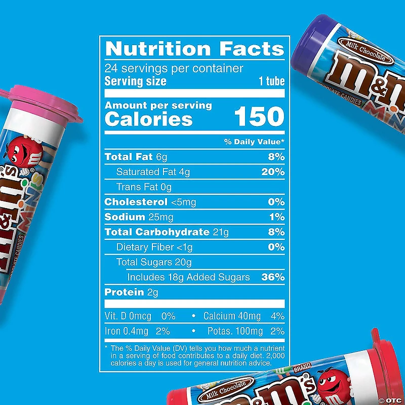 M&M'S MINIS Milk Chocolate Candy, 1.08-Ounce Tubes (Pack of 24)