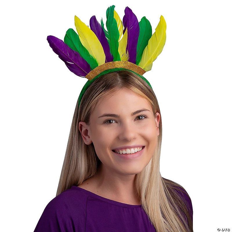 Mardi Gras Feather Headbands - 12 Pc.