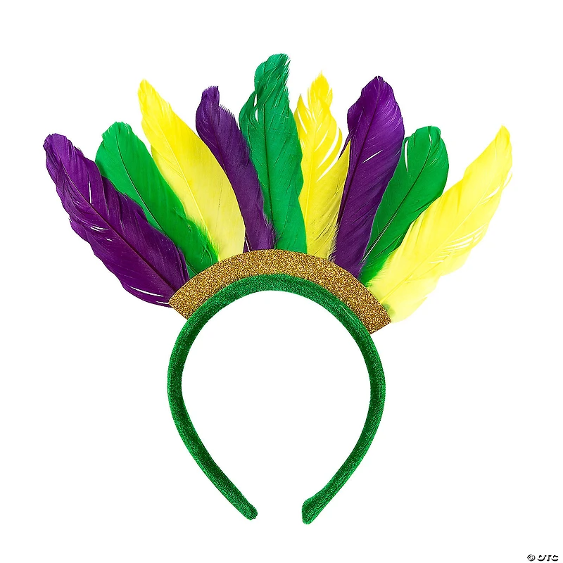 Mardi Gras Feather Headbands - 12 Pc.