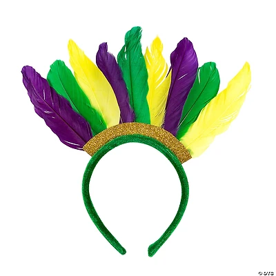 Mardi Gras Feather Headbands - 12 Pc.