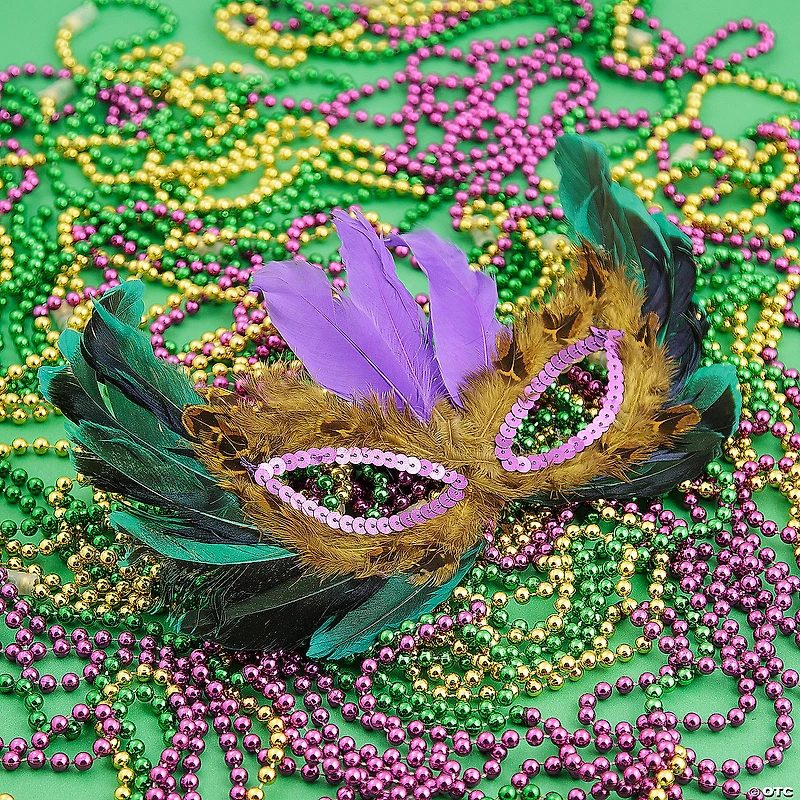 Mardi Gras Feather Mask Assortment- 12 Pc.