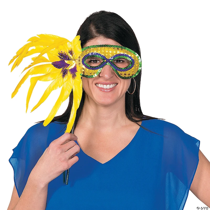 Mardi Gras Feather Masks- 12 Pc.