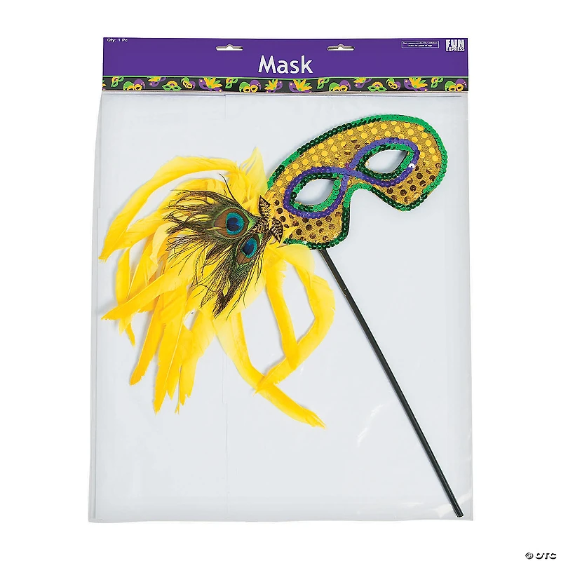 Mardi Gras Feather Masks- 12 Pc.