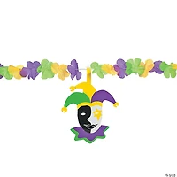 Mardi Gras Flower Lei Garland with Jester Cutouts