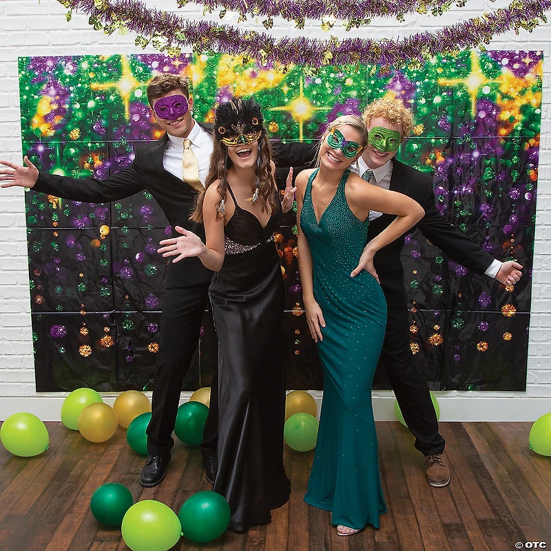 Mardi Gras Glitter Half Masks- 12 Pc.