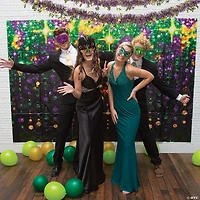 Mardi Gras Glitter Half Masks- 12 Pc.