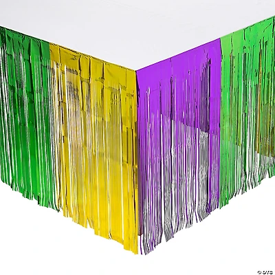Mardi Gras Metallic Fringe Plastic Table Skirt