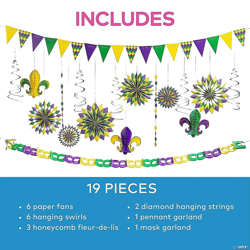 Mardi Gras Party Mega Decorating Kit - 19 Pc.