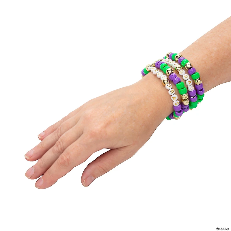 Mardi Gras Pony Bead Bracelets - 24 Pc.
