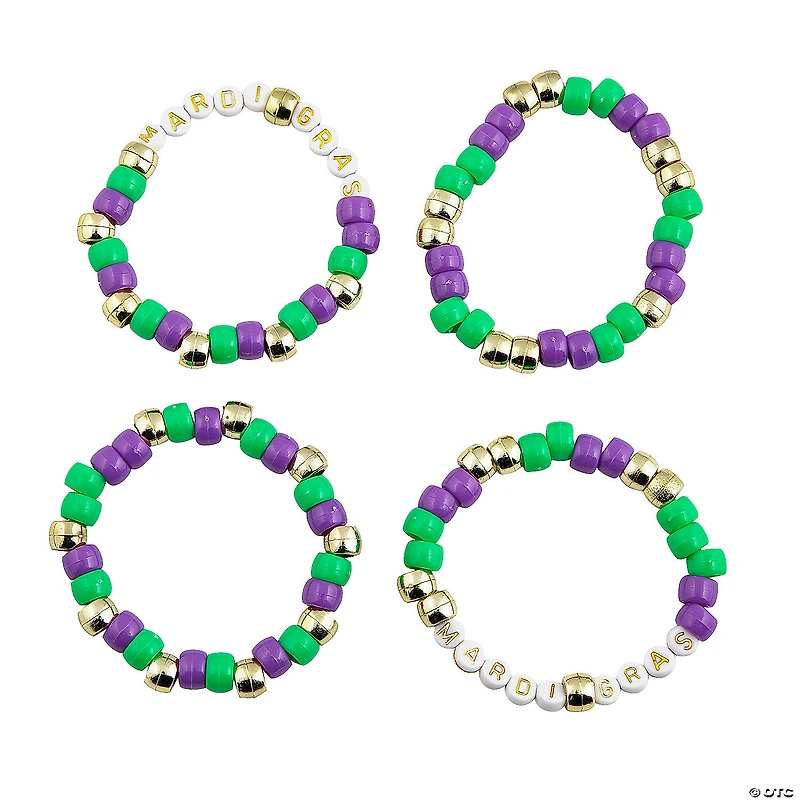 Mardi Gras Pony Bead Bracelets - 24 Pc.