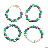 Mardi Gras Pony Bead Bracelets - 24 Pc.