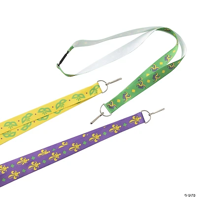 Mardi Gras Print Breakaway Lanyards - 12 Pc.