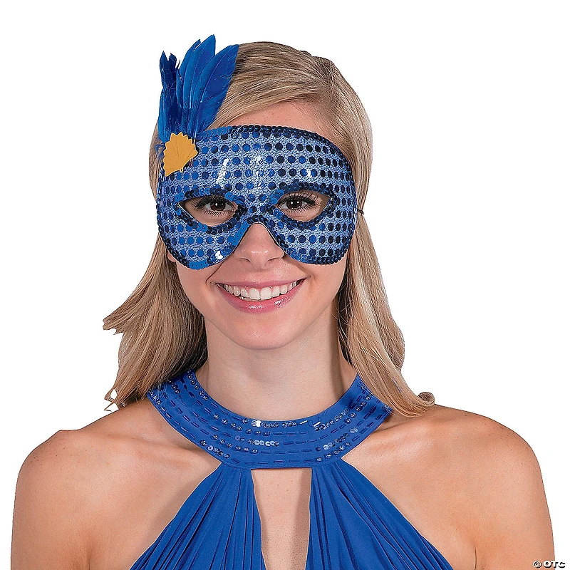 Mardi Gras Sequin & Feather Masks- 12 Pc.
