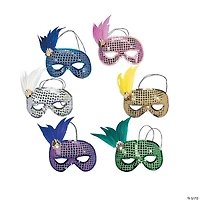 Mardi Gras Sequin & Feather Masks- 12 Pc.