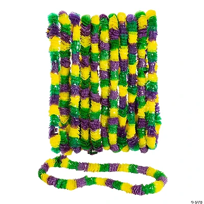Mardi Gras Tri-Color Yellow, Green & Purple Plastic Leis