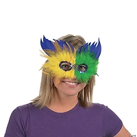 Mardi Gras Two-Tone Feather Half Masks- 12 Pc.