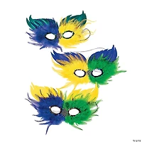 Mardi Gras Two-Tone Feather Half Masks- 12 Pc.