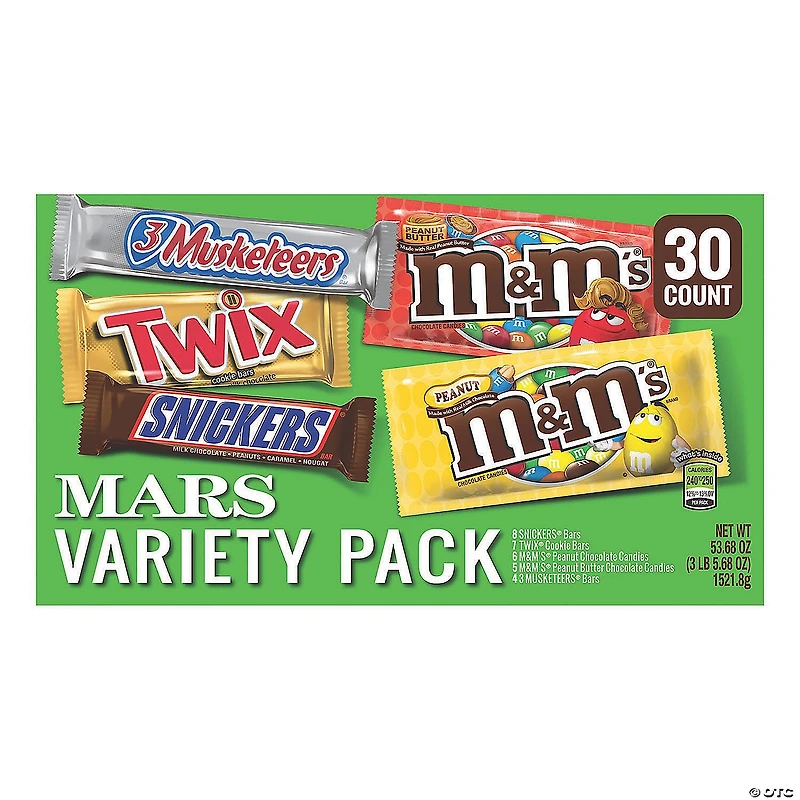 MARS Chocolate Full Size Candy Bars Variety Pack - 30 Count Box