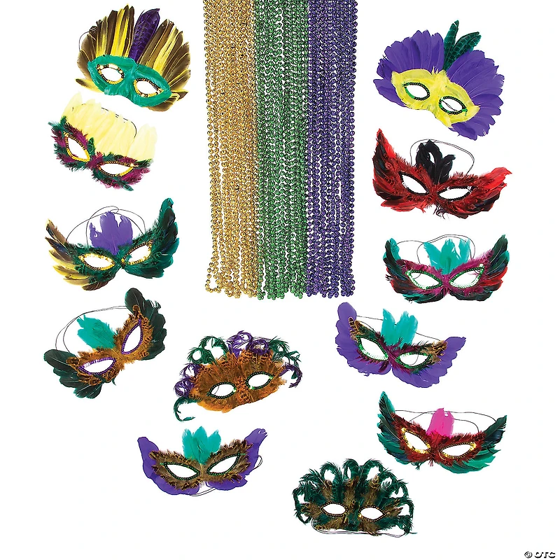 Masquerade Mask & Bead Assortment - 60 Pc.