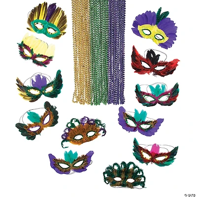 Masquerade Mask & Bead Assortment - 60 Pc.