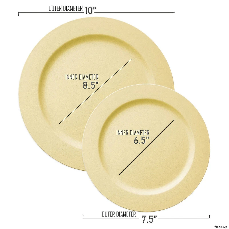 Matte Bright Yellow Round Disposable Plastic Dinnerware Value Set (40 Dinner Plates + 40 Salad Plates)