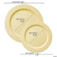 Matte Bright Yellow Round Disposable Plastic Dinnerware Value Set (40 Dinner Plates + 40 Salad Plates)