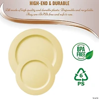 Matte Bright Yellow Round Disposable Plastic Dinnerware Value Set (40 Dinner Plates + 40 Salad Plates)