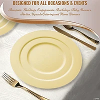 Matte Bright Yellow Round Disposable Plastic Dinnerware Value Set (40 Dinner Plates + 40 Salad Plates)
