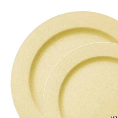 Matte Bright Yellow Round Disposable Plastic Dinnerware Value Set (40 Dinner Plates + 40 Salad Plates)