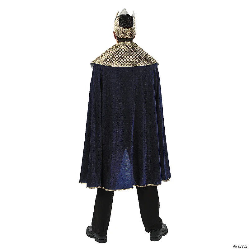 Men's Blue Wise Man's Cape with Crown Costume