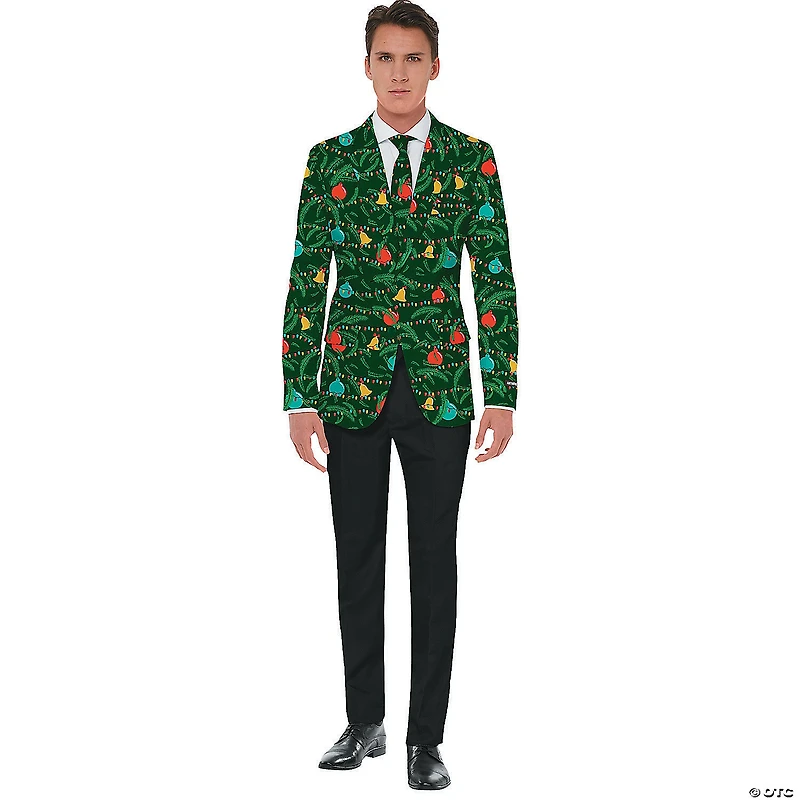 Men's Green Christmas Jacket & Tie