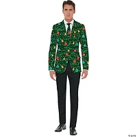 Men's Green Christmas Jacket & Tie