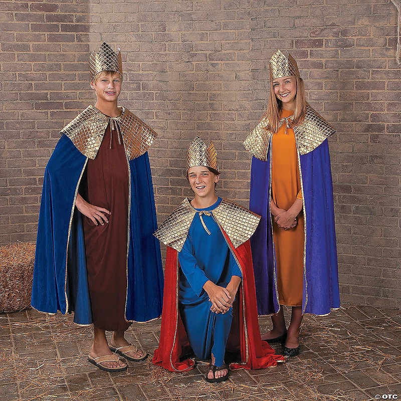 Men's Purple Wise Man's Cape with Crown Costume